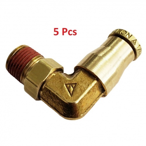 5x Push In To Easy Connect Brass Swivel Air Male Elbow Fitting 1/4 OD x 1/8 NPT